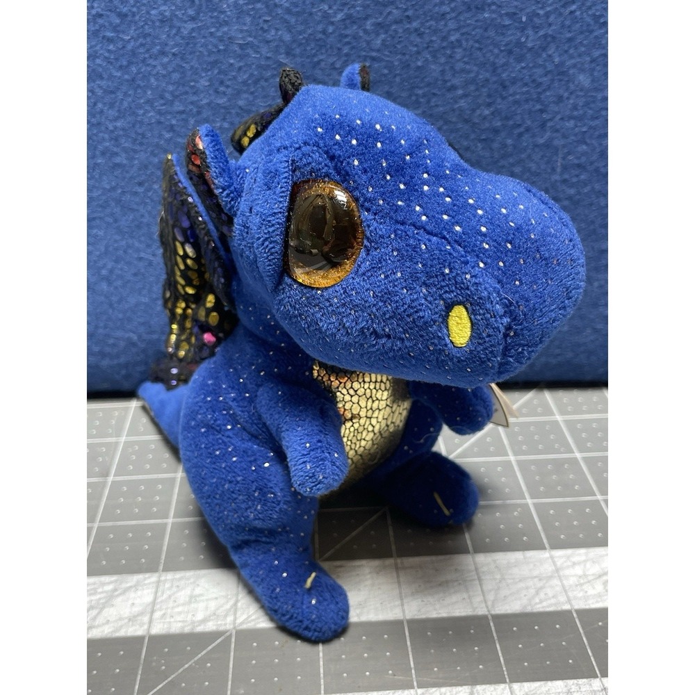 TY Beanie Boos 6" SAFFIRE Blue Dragon Plush Stuffed Animal Toy Heart Tags